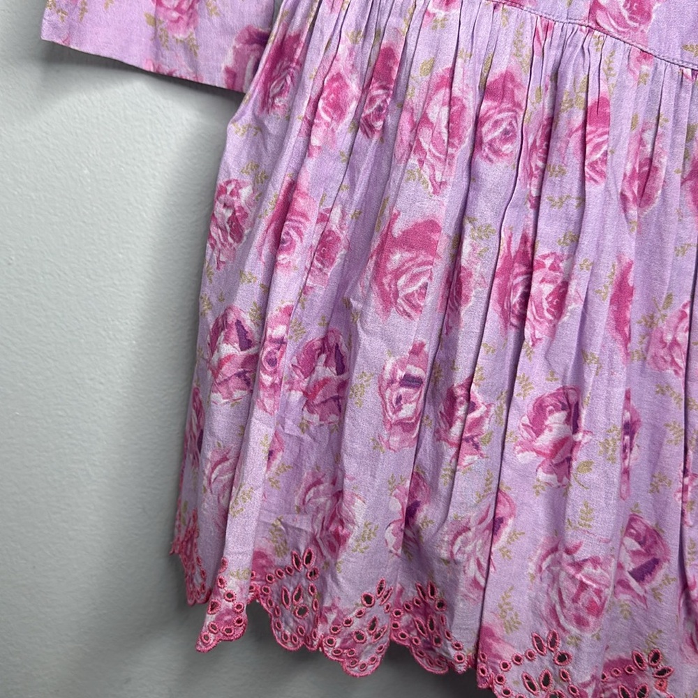 Love Shack Fancy- Floral Pink and Purple Dress - Picture 6 of 7
